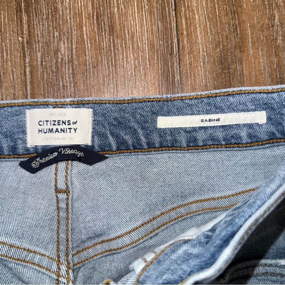 Citizens of Humanity Sabine Jeans 27 torn straight leg high rise button fly blue - Picture 8 of 12